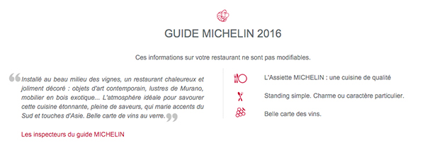 côté mas restaurant dans le guide michelin