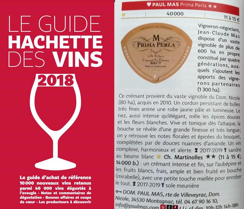 Guide Hachette Vins 2018 Les Vins des Domaines Paul Mas distingués