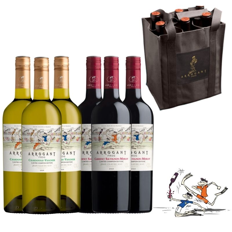 1 Carton Arrogant Frog 3 blanc 3 rouge – Edition Spéciale Coupe du Monde de Foot + Un sac pulltex 6 bouteilles